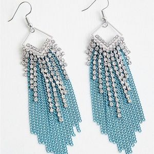 Torrid Statement Earrings-Silver tone /turquoise